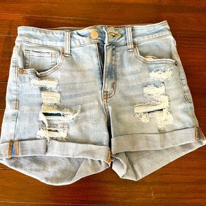 Aeropostale high rise midi ripped shorts